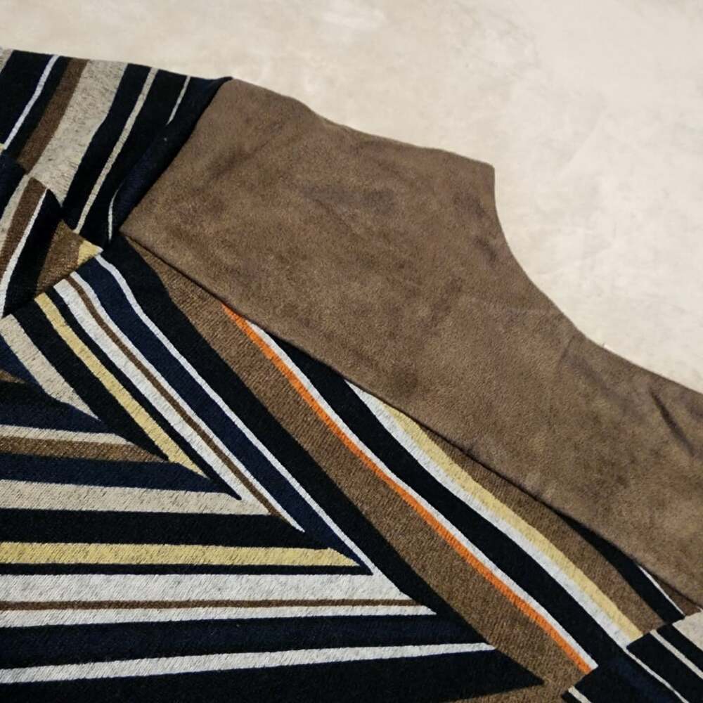 Marie Claire Striped Cozy Fall Dress Size TG/XL Multi-Color Velvet taupe collar - Picture 9 of 13